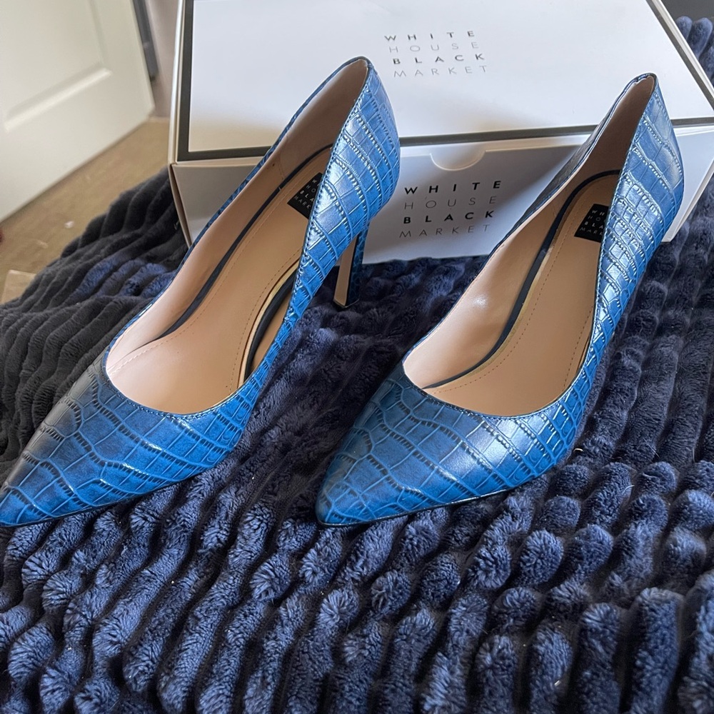 White House Black Market Blue Stiletto Heels